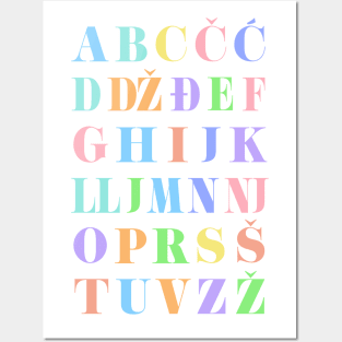 Children's Croatian Alphabet Chart, Croatia Language Chart, Pastel Posters and Art